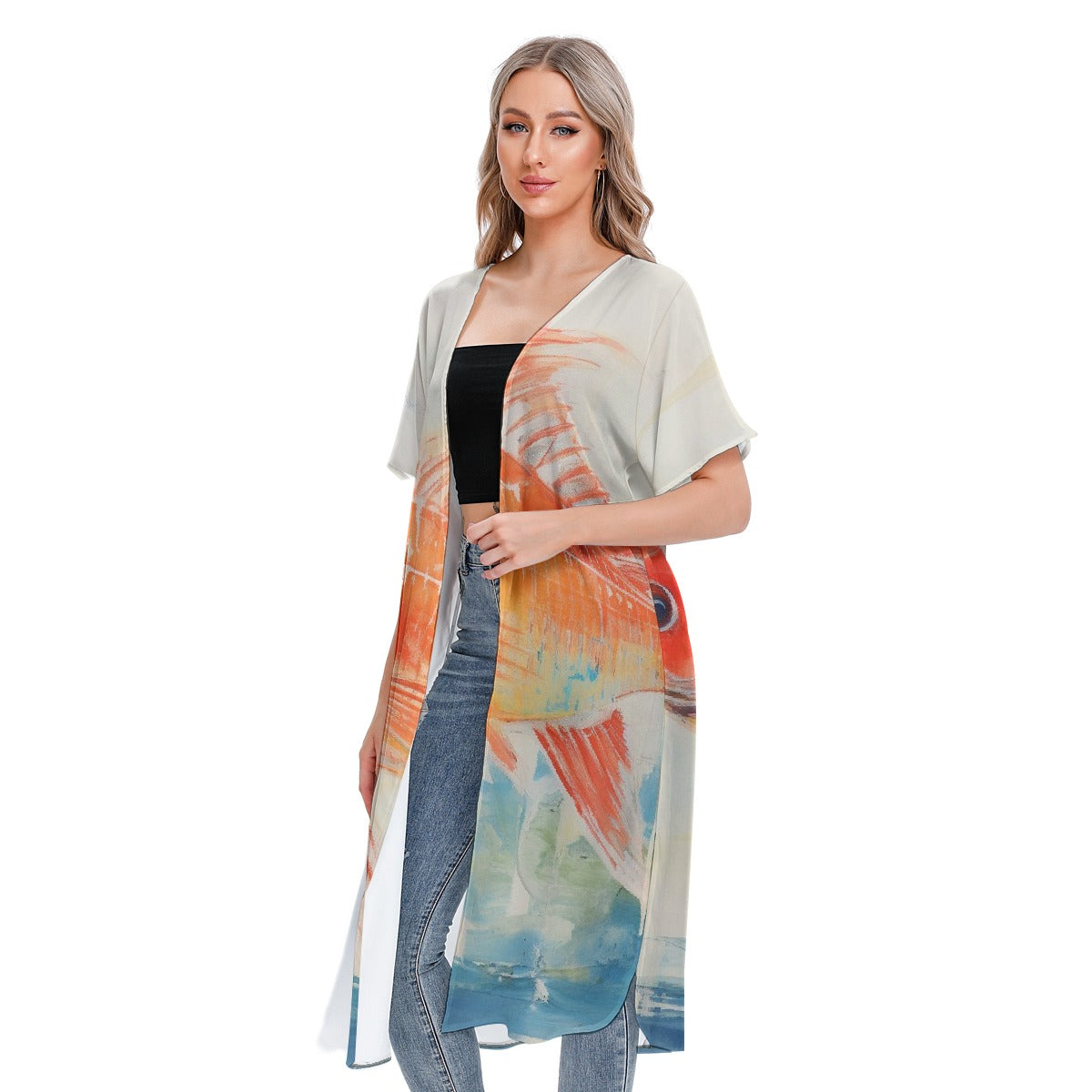 All-Over Print Women's Short Sleeve Cardigan