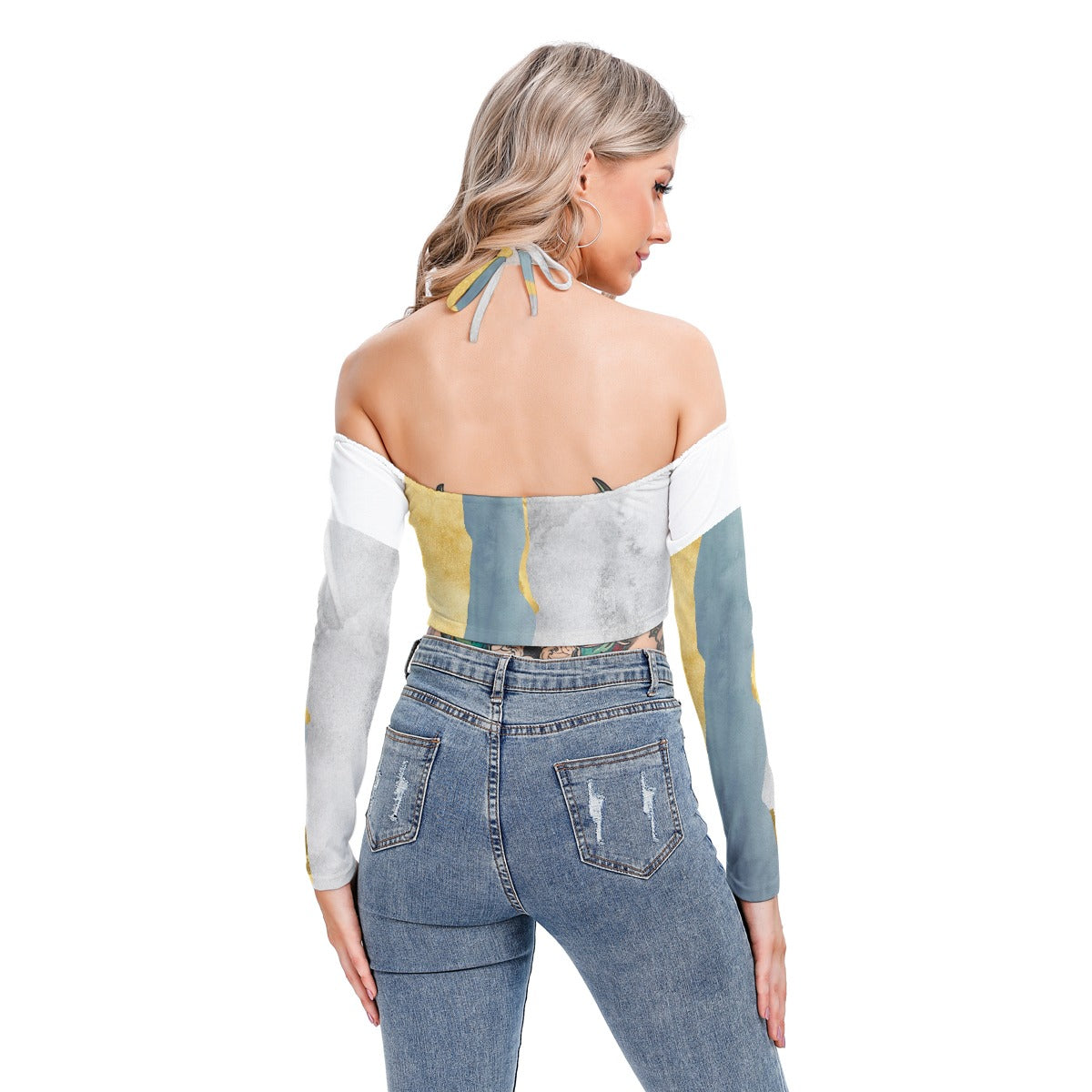 All-Over Print Women's Halter Lace-up Top