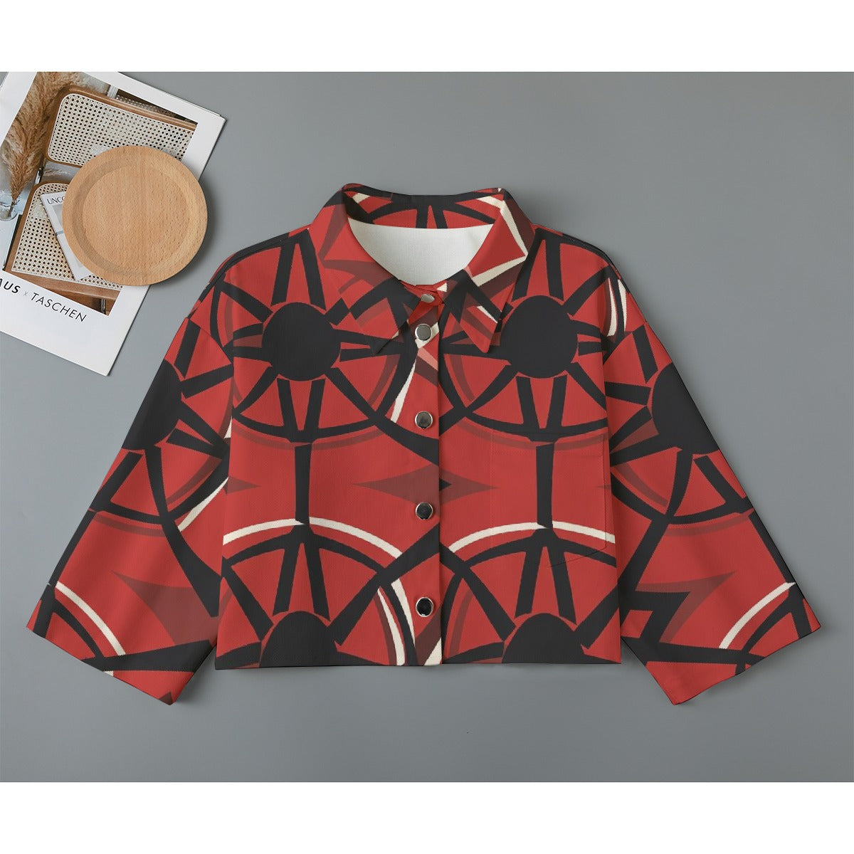 All-Over Print Women's Cropped Jacket | 245GSM Cotton