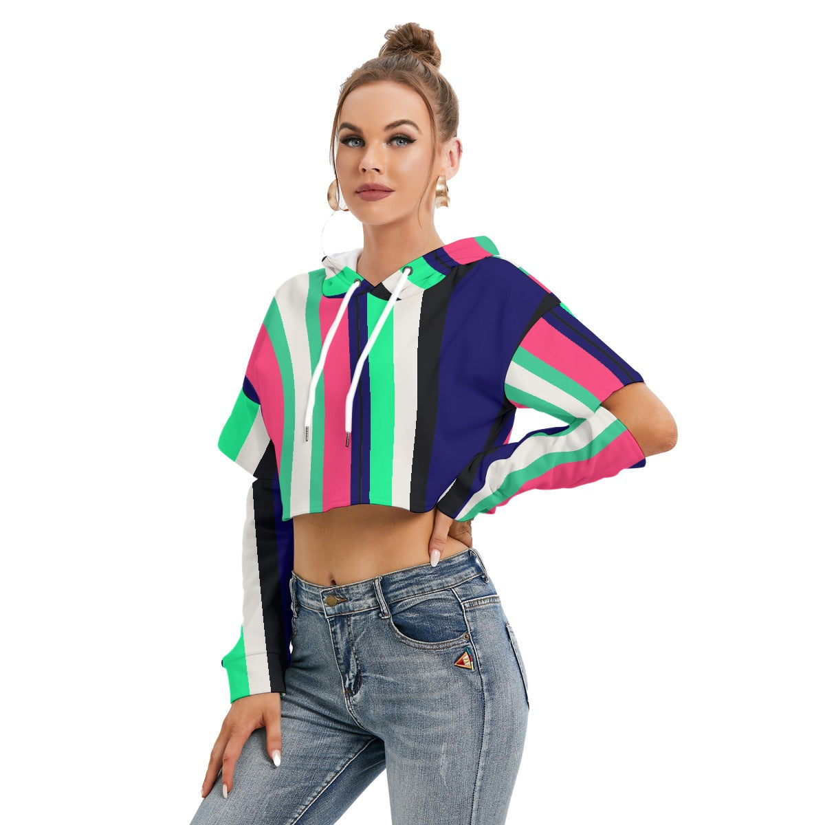 All-Over Print Women's Heavy Fleece Hoodie With Hollow Out Sleeve