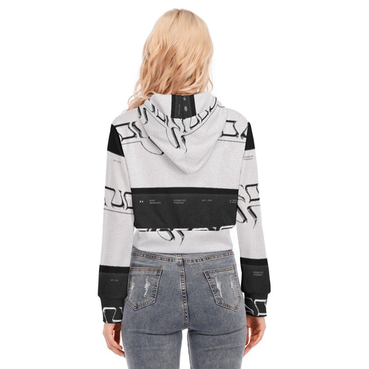 All-Over Print Women's Crop Top Hoodie With Zipper Closure