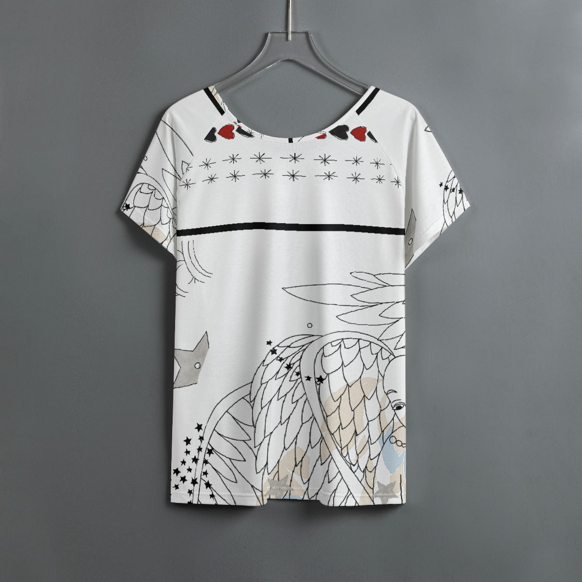 All-Over Print Women's Round Neck T-shirt With Raglan Sleeve
