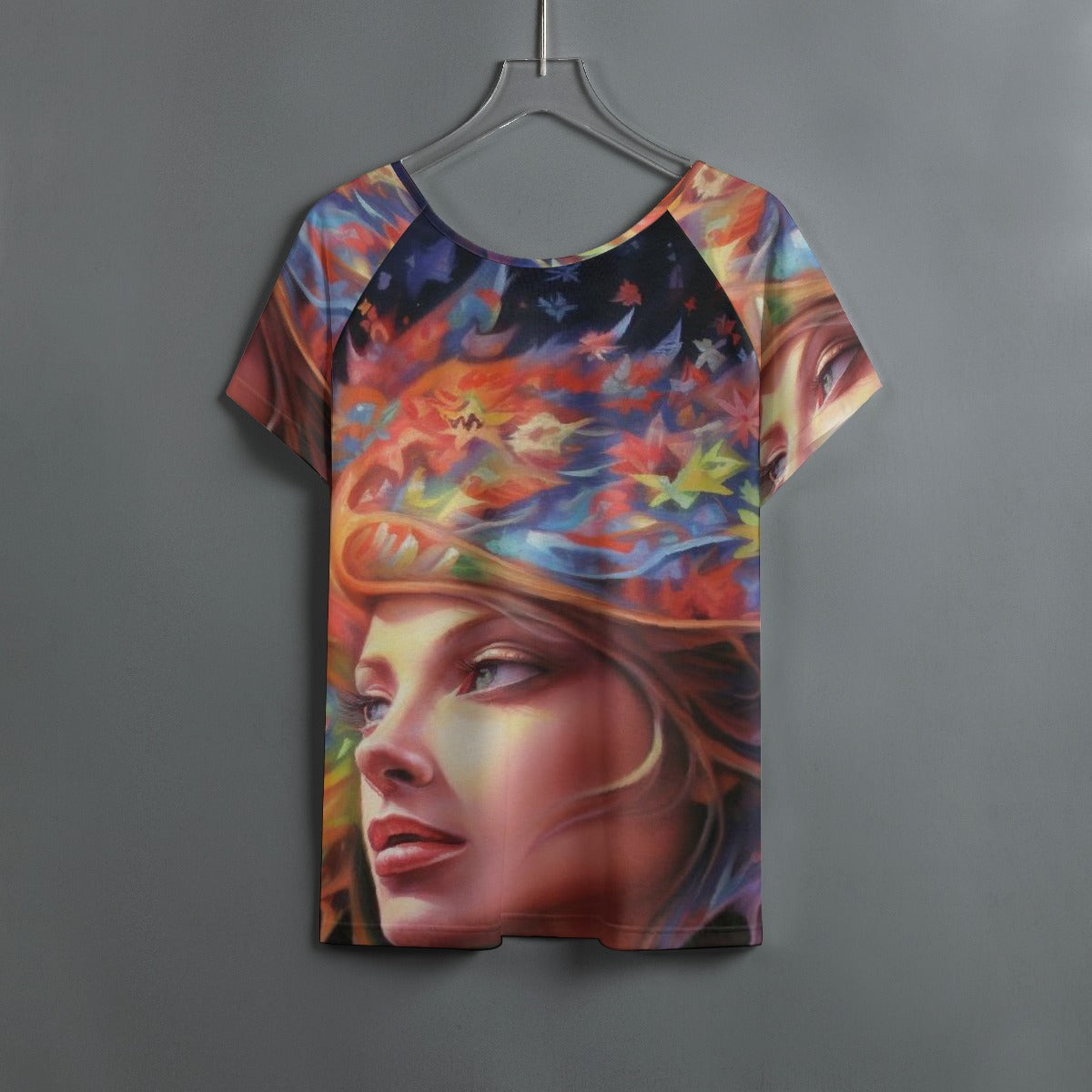 All-Over Print Women's Round Neck T-shirt With Raglan Sleeve