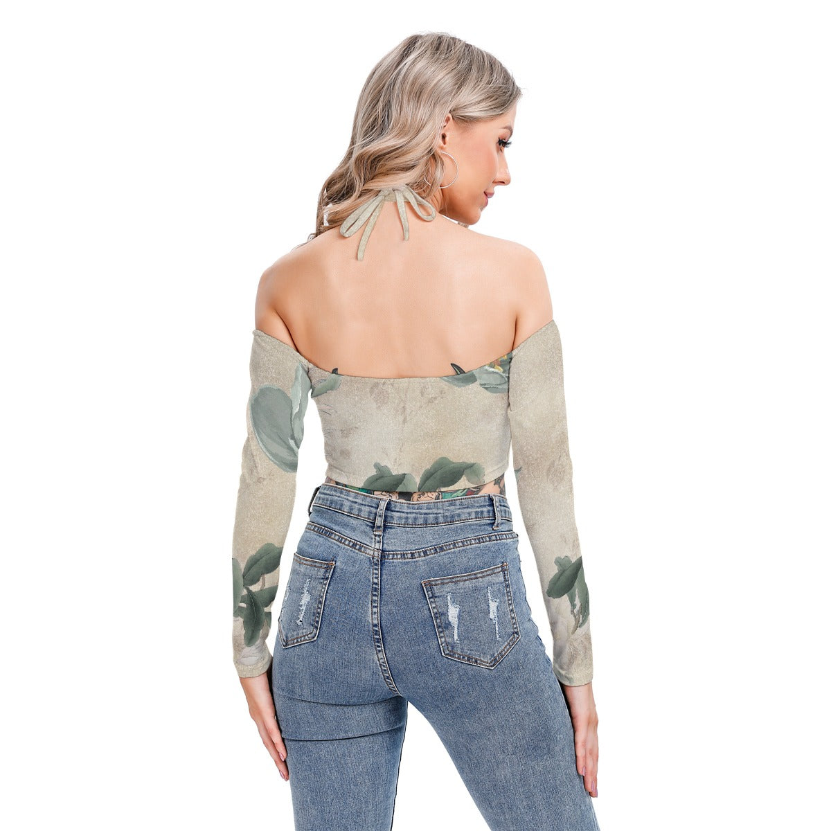 All-Over Print Women's Halter Lace-up Top