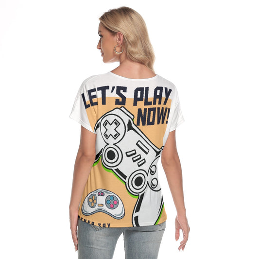 All-Over Print Women's Loose V-neck Short Sleeve T-shirt