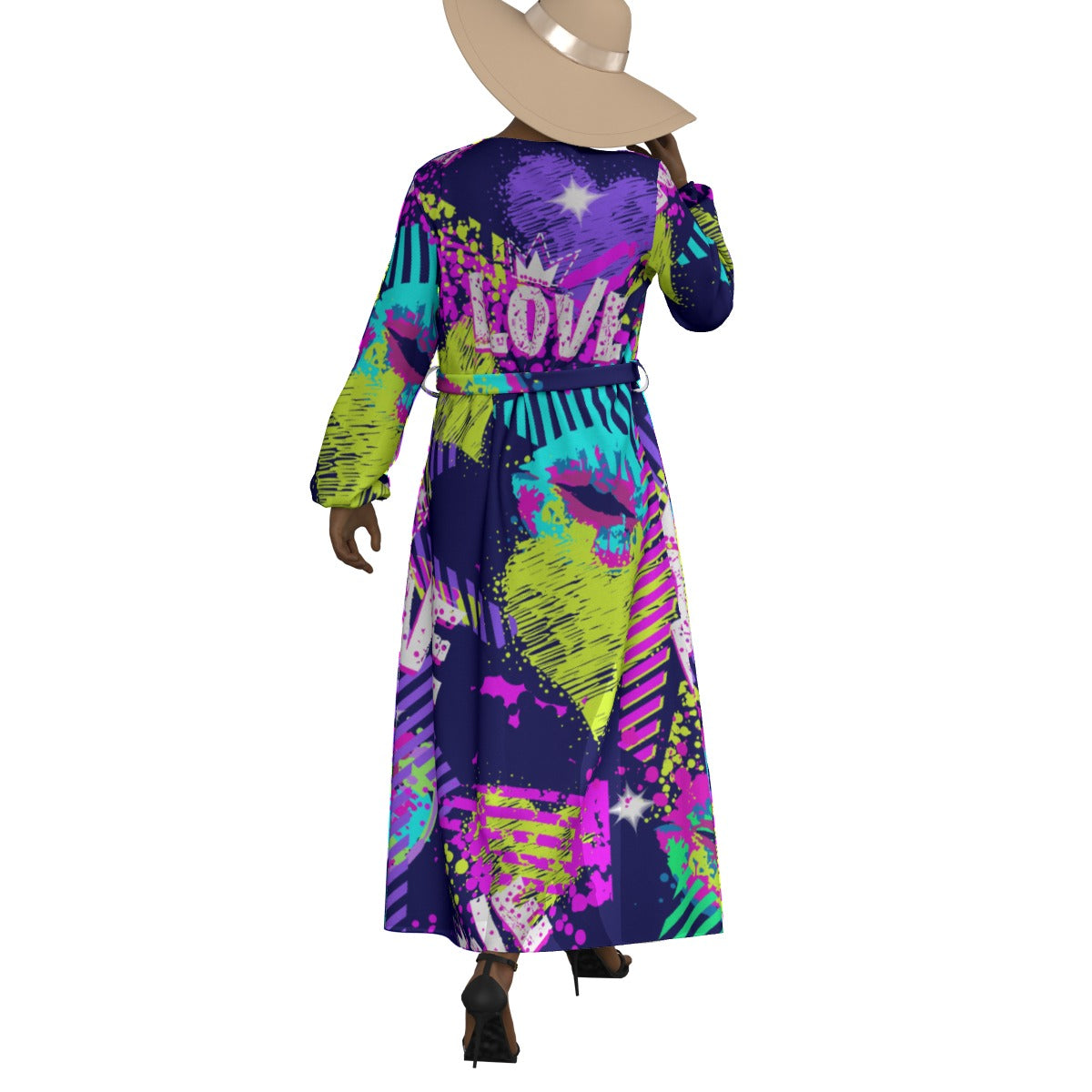 All-Over Print Women's Lace-up Chiffon Robe