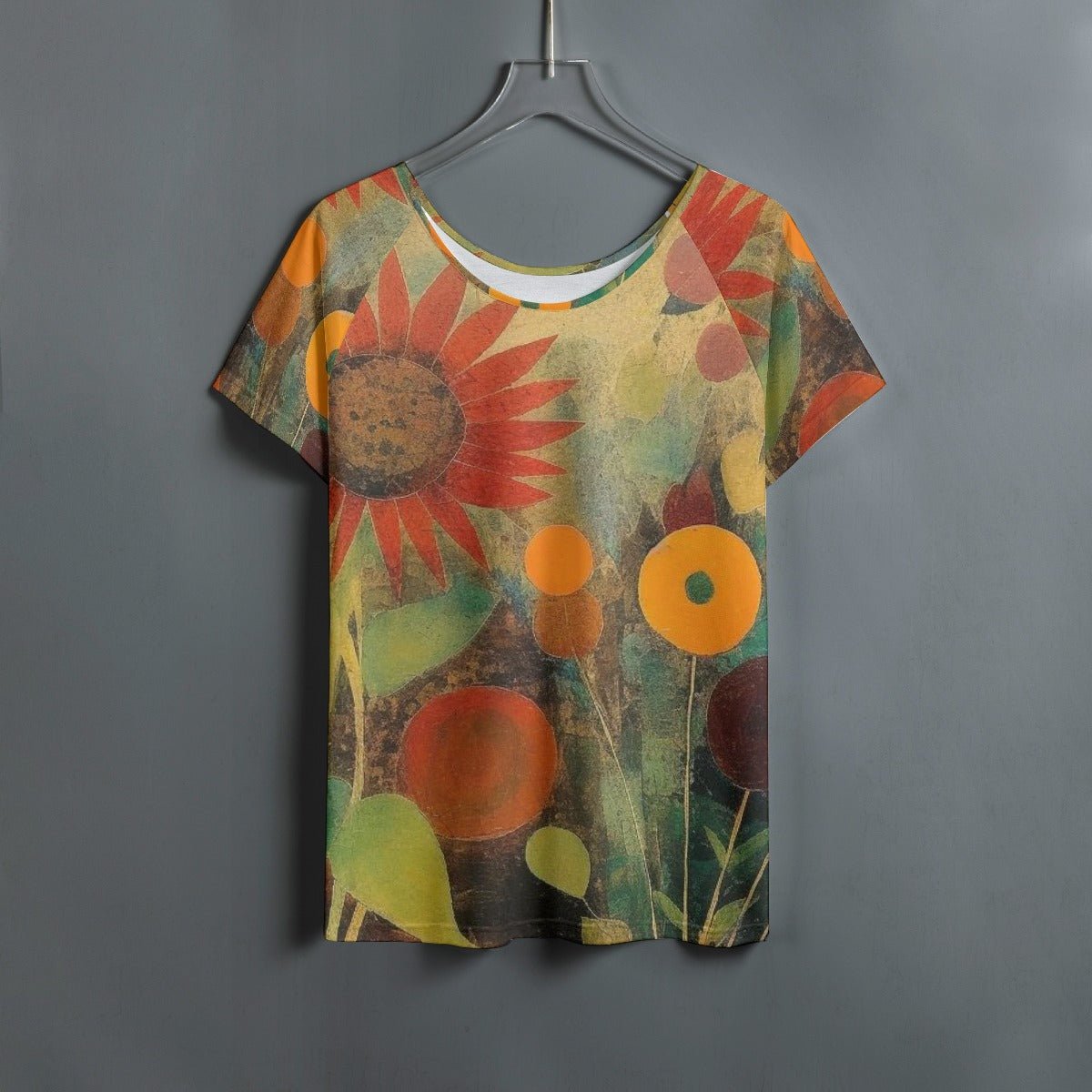 All-Over Print Women's Round Neck T-shirt With Raglan Sleeve