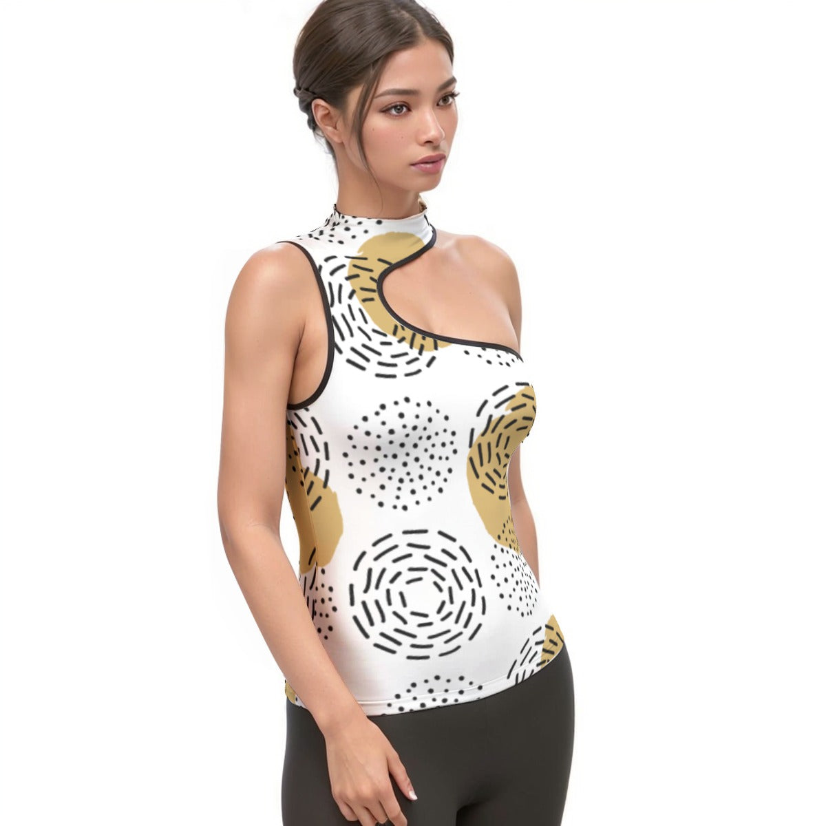 All-Over Print Women's Halter Sleeveless Asymmetrical Tank Top