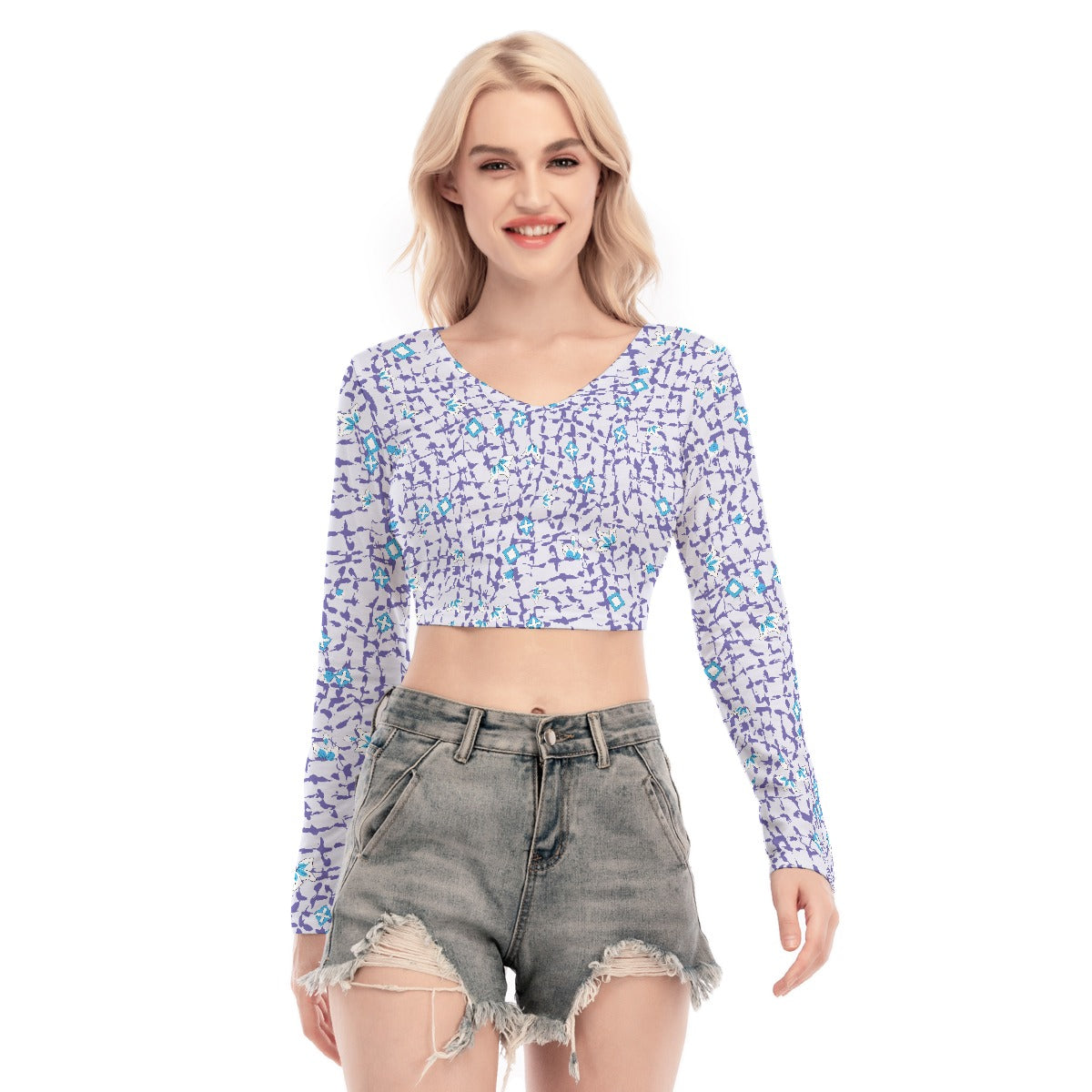 All-Over Print Women's Back Hollow T-shirt With Strap