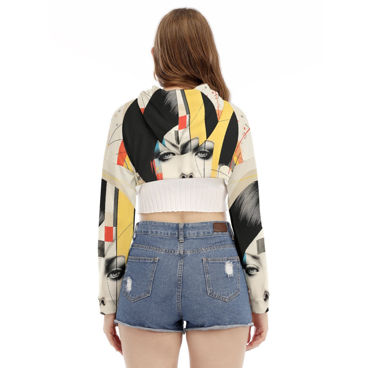 All-Over Print Women's Smock Short Hoodie With Long Sleeve