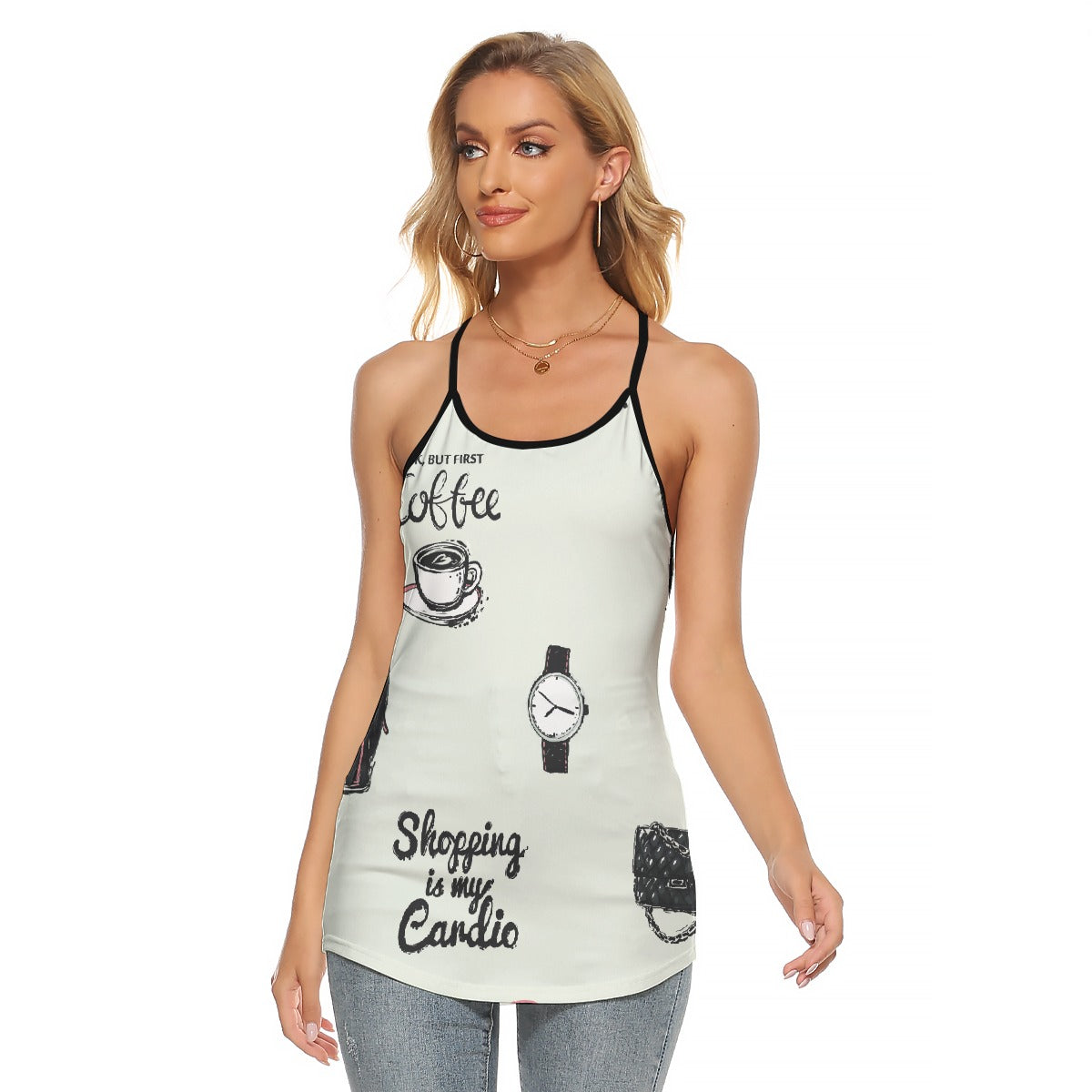 All-Over Print Women's Criss-Cross Open Back Tank Top