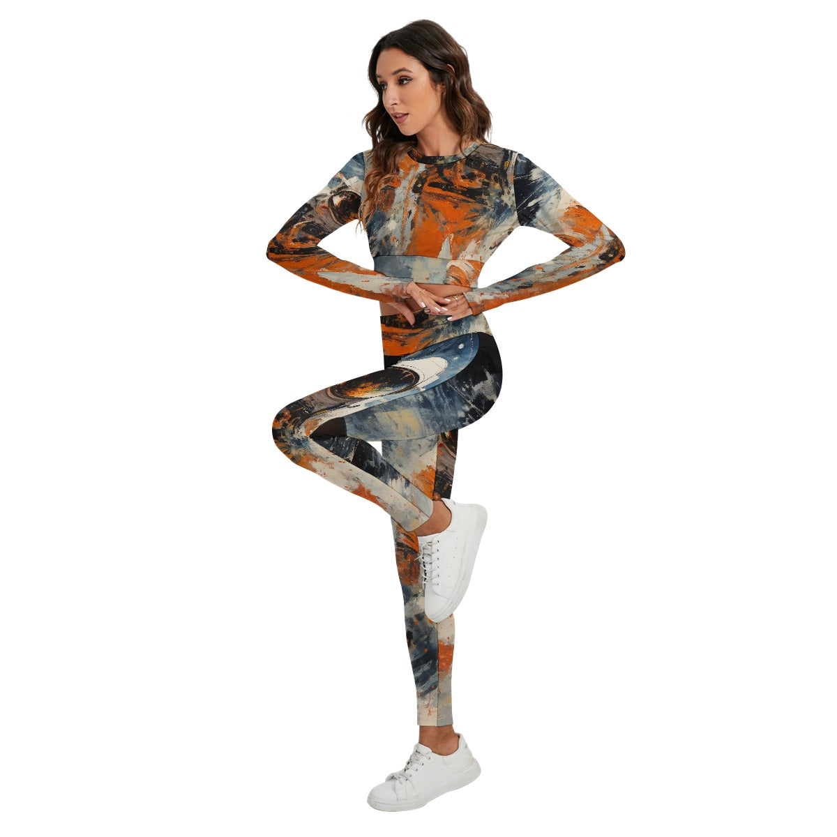 All-Over Print Women's Sport Set With Backless Top And Leggings
