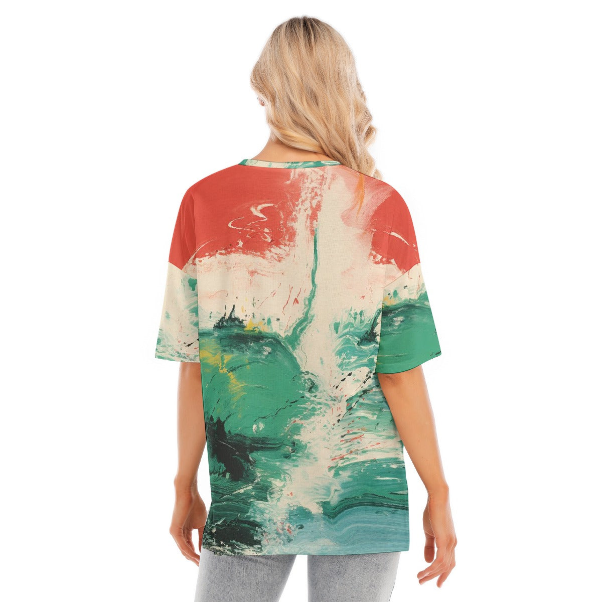 All-Over Print Women's Short Sleeves T-shirt With Hem Split