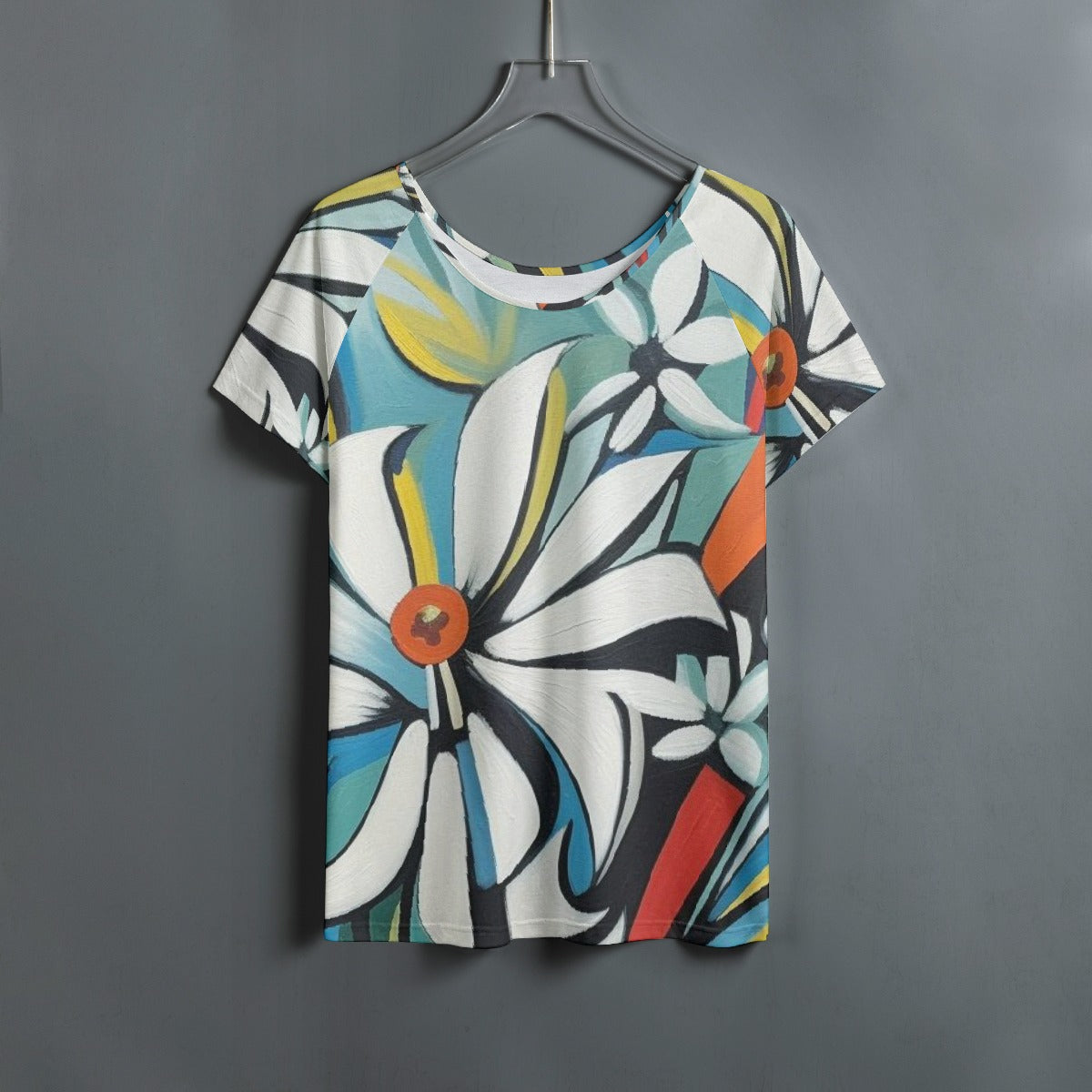 All-Over Print Women's Round Neck T-shirt With Raglan Sleeve