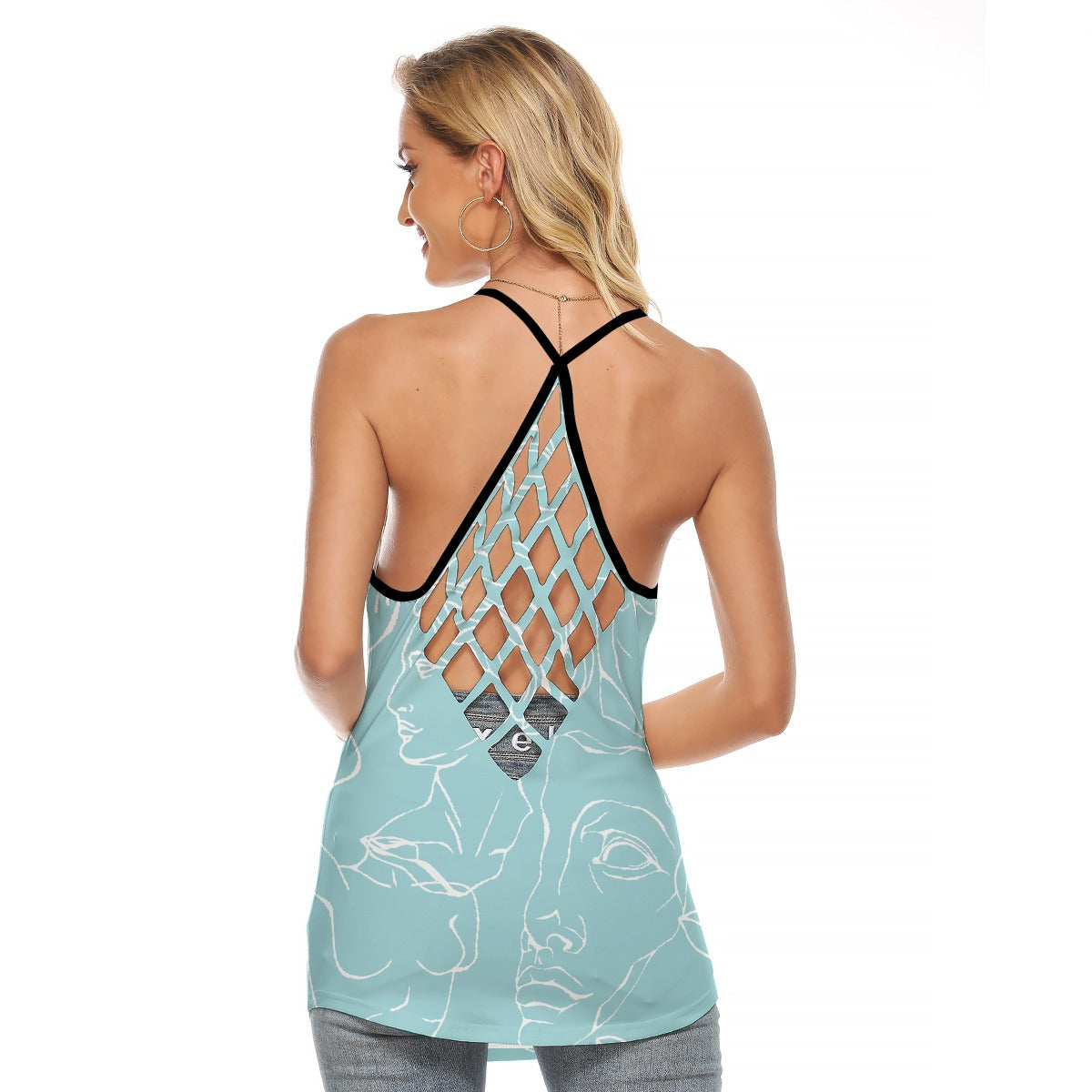 All-Over Print Women's Criss-Cross Open Back Tank Top
