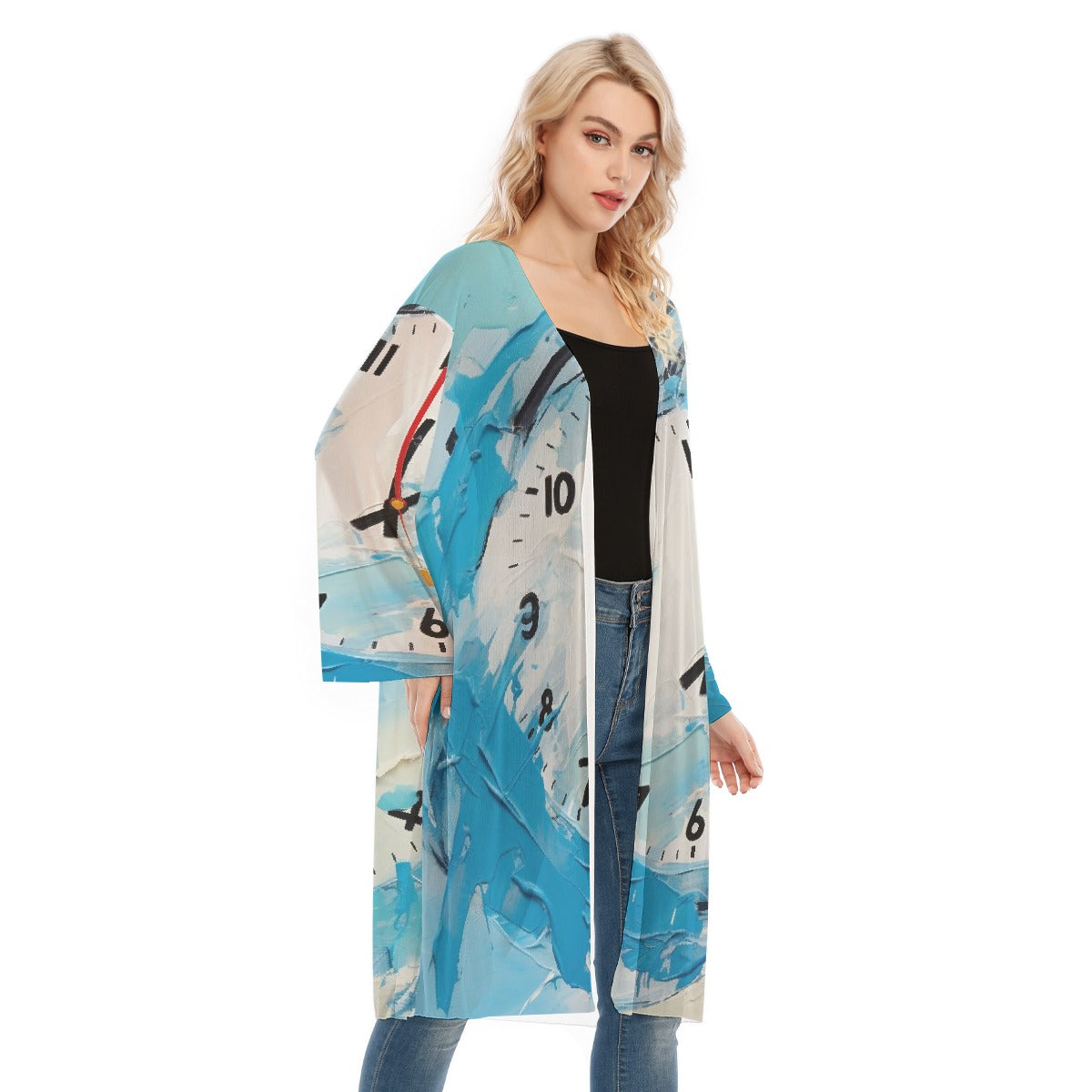 All- Over Print Women's Long Sleeve Mesh Cardigan