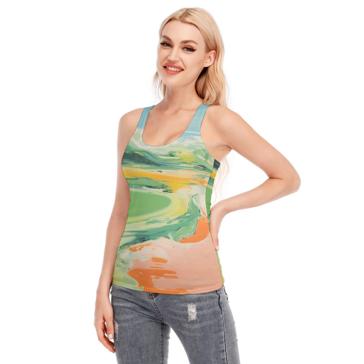 All-Over Print Women's Racer Vest | 190GSM Cotton