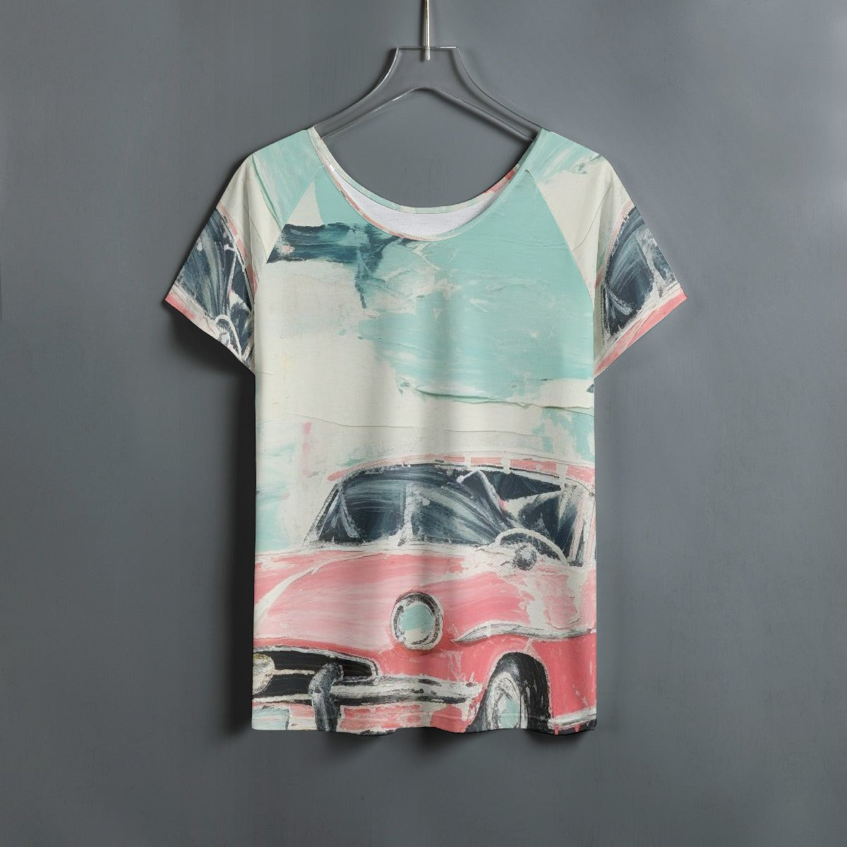 All-Over Print Women's Round Neck T-shirt With Raglan Sleeve