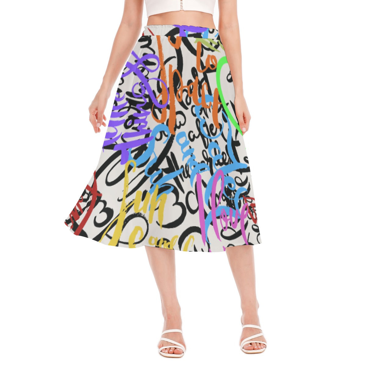 All-Over Print Women's Long Section Chiffon Skirt