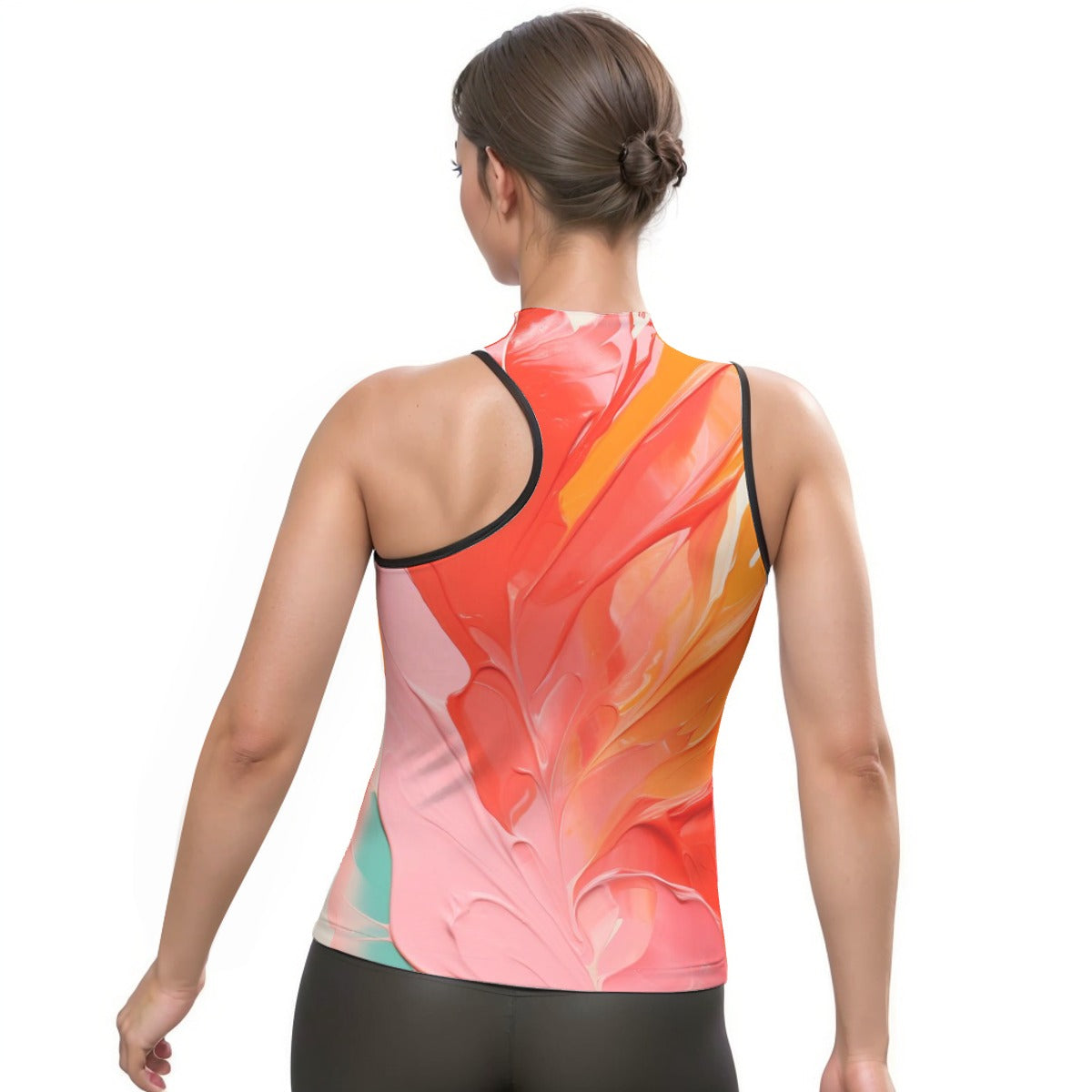 All-Over Print Women's Halter Sleeveless Asymmetrical Tank Top