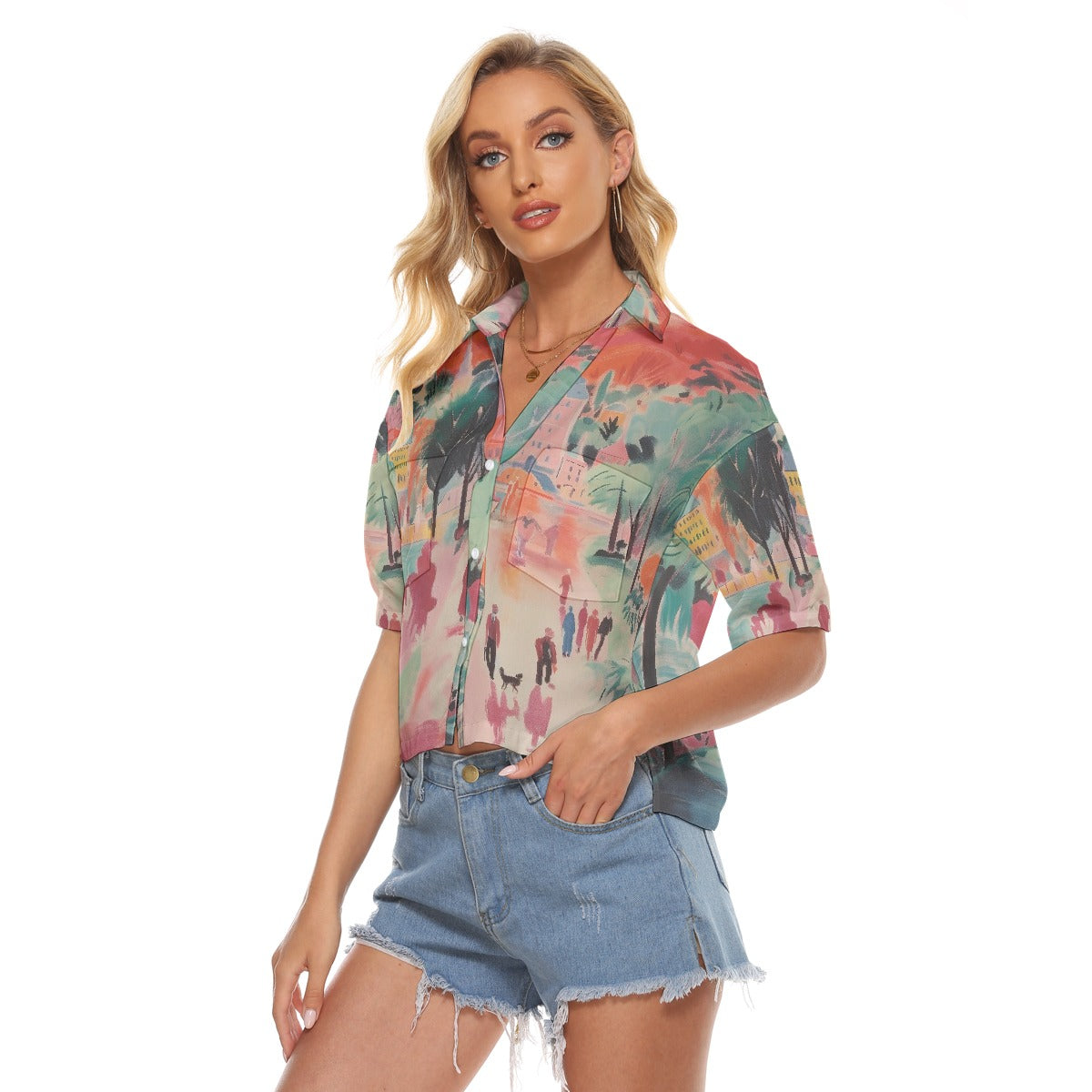 All-Over Print Women's V-neck Shirts