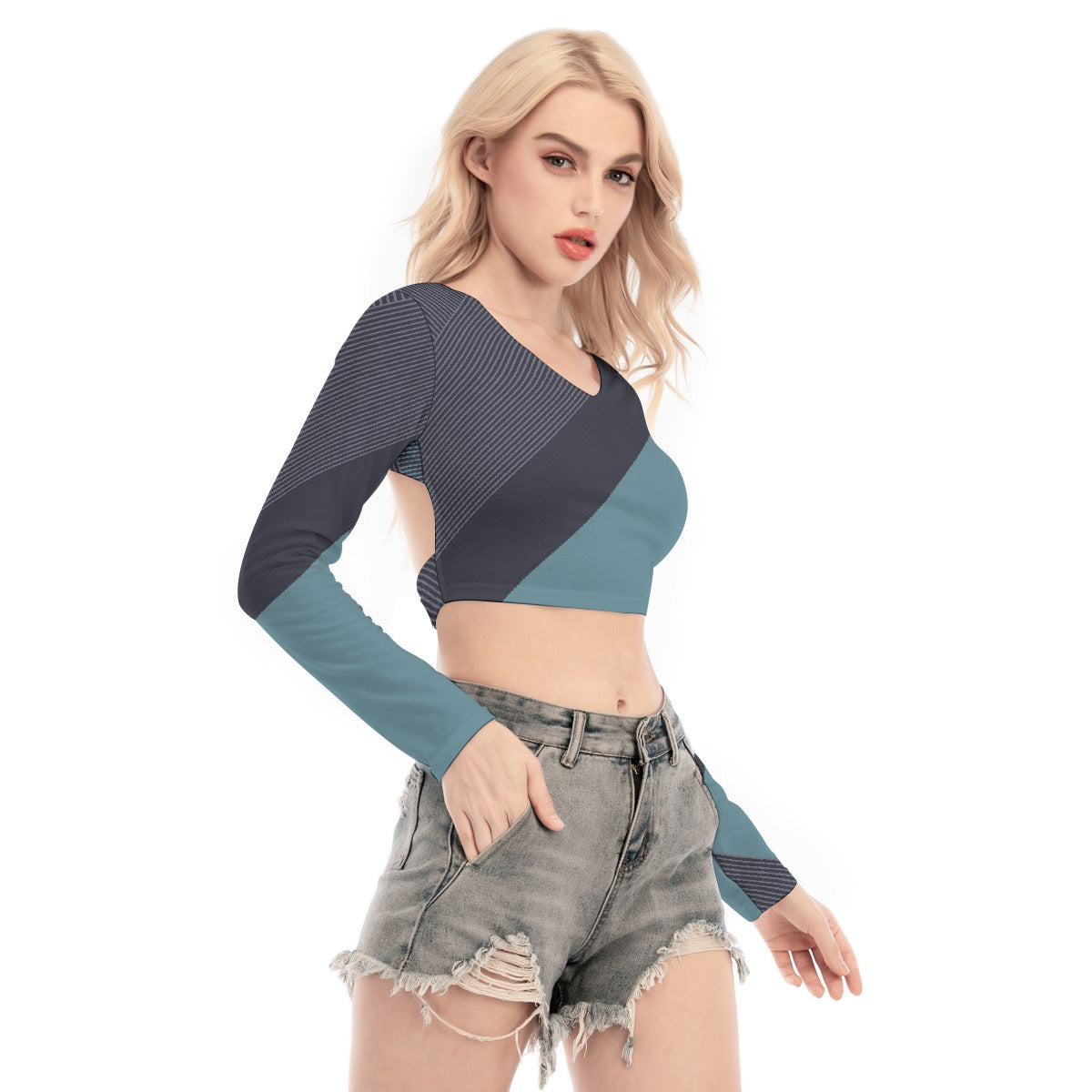 All-Over Print Women's Back Hollow T-shirt With Strap