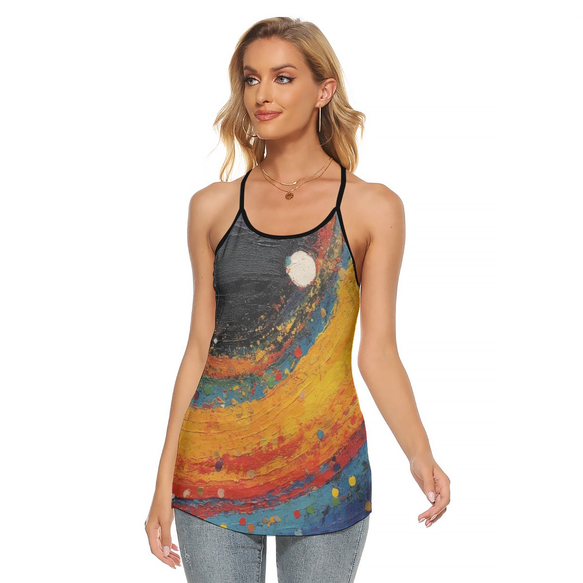 All-Over Print Women's Criss-Cross Open Back Tank Top