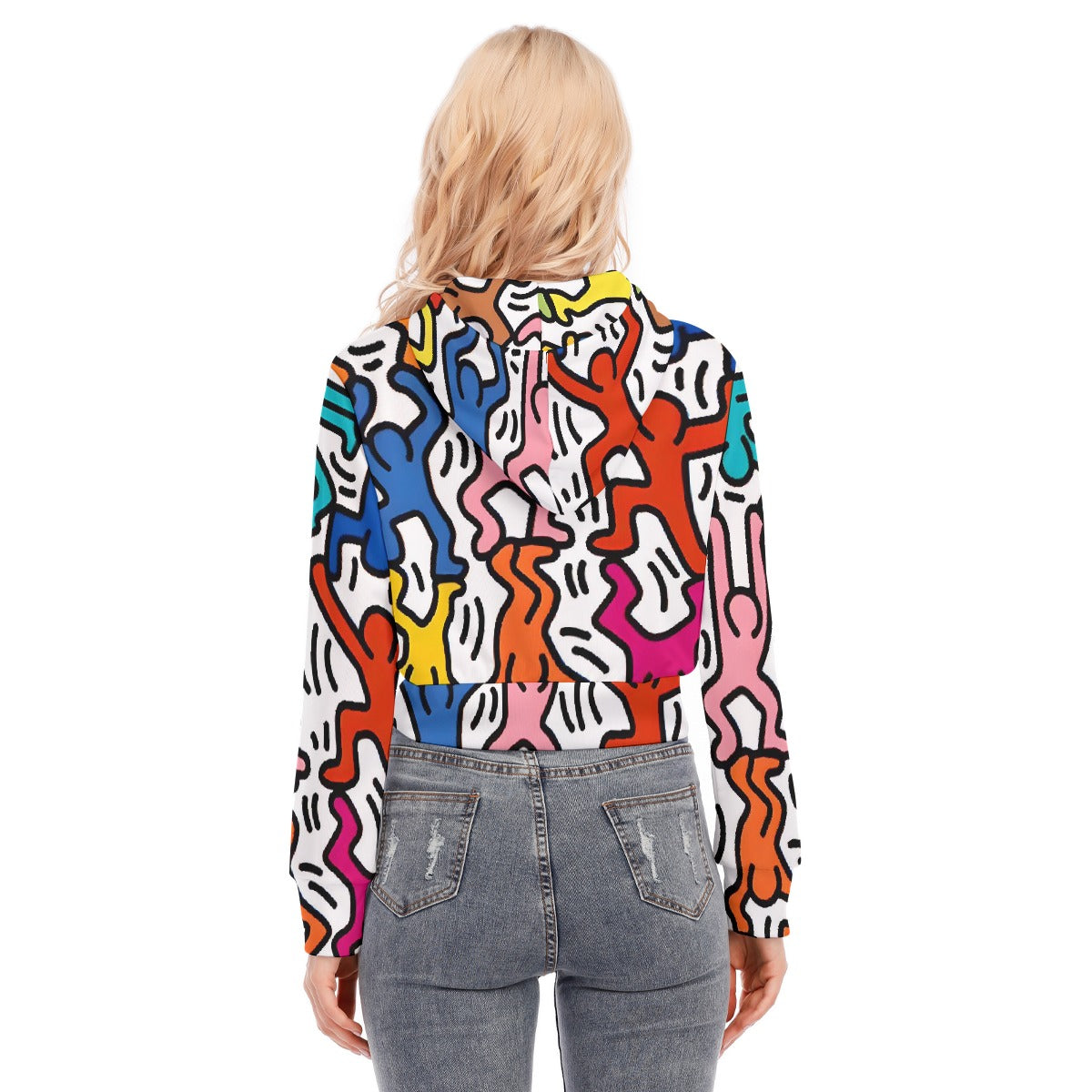 All-Over Print Women's Crop Top Hoodie With Zipper Closure