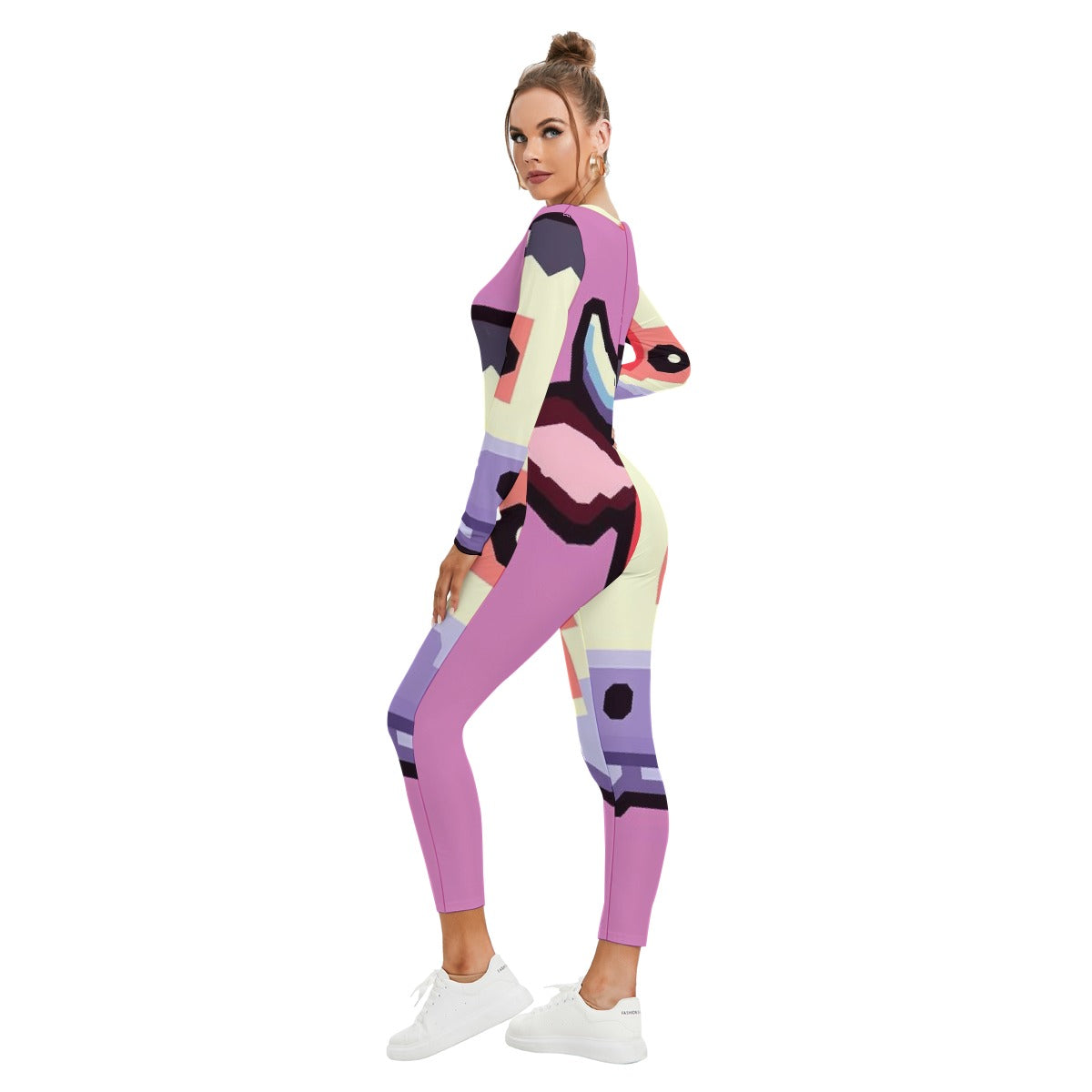 All-Over Print Women's Plunging Neck Jumpsuit