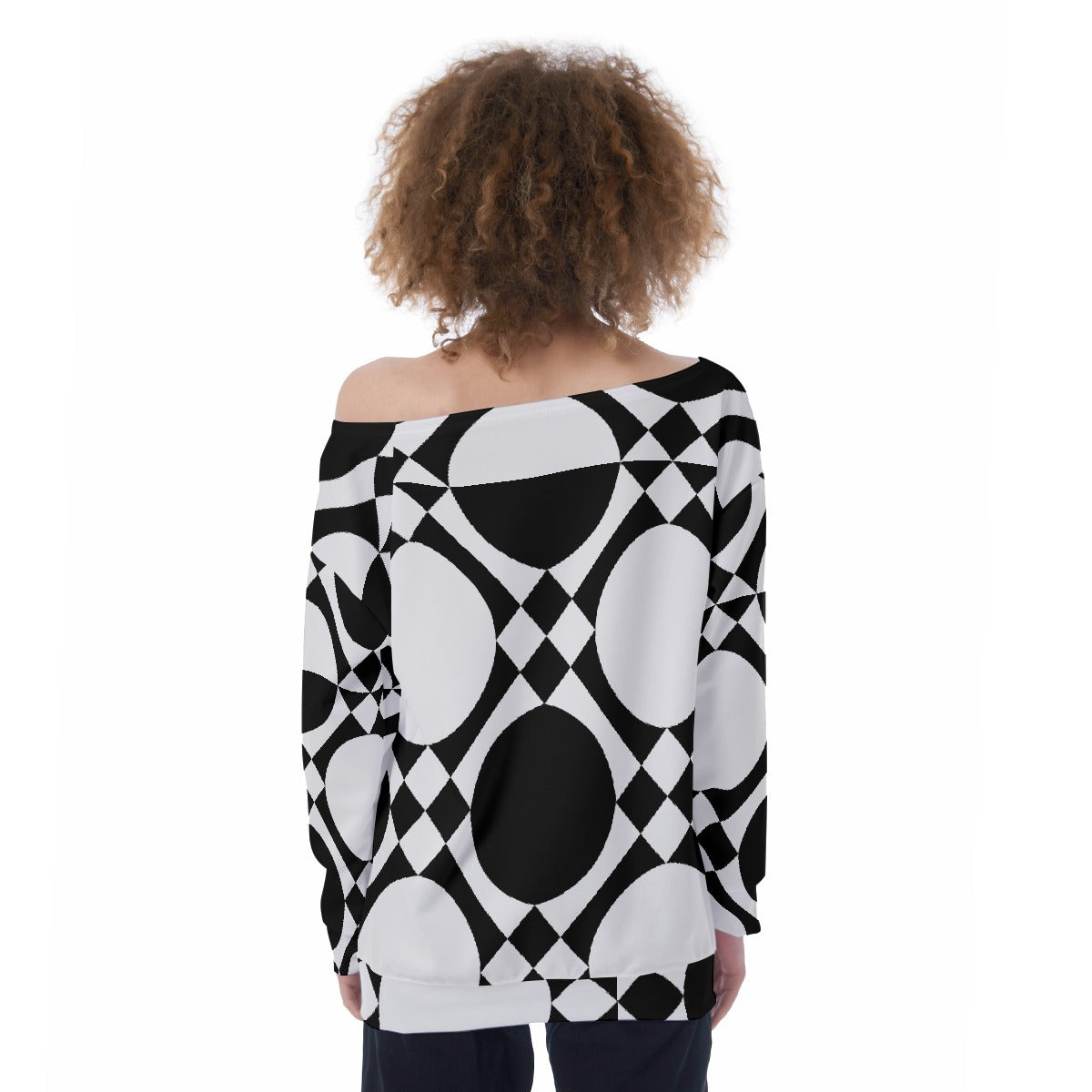 All-Over Print Oversized Women's Off-Shoulder Sweatshirt