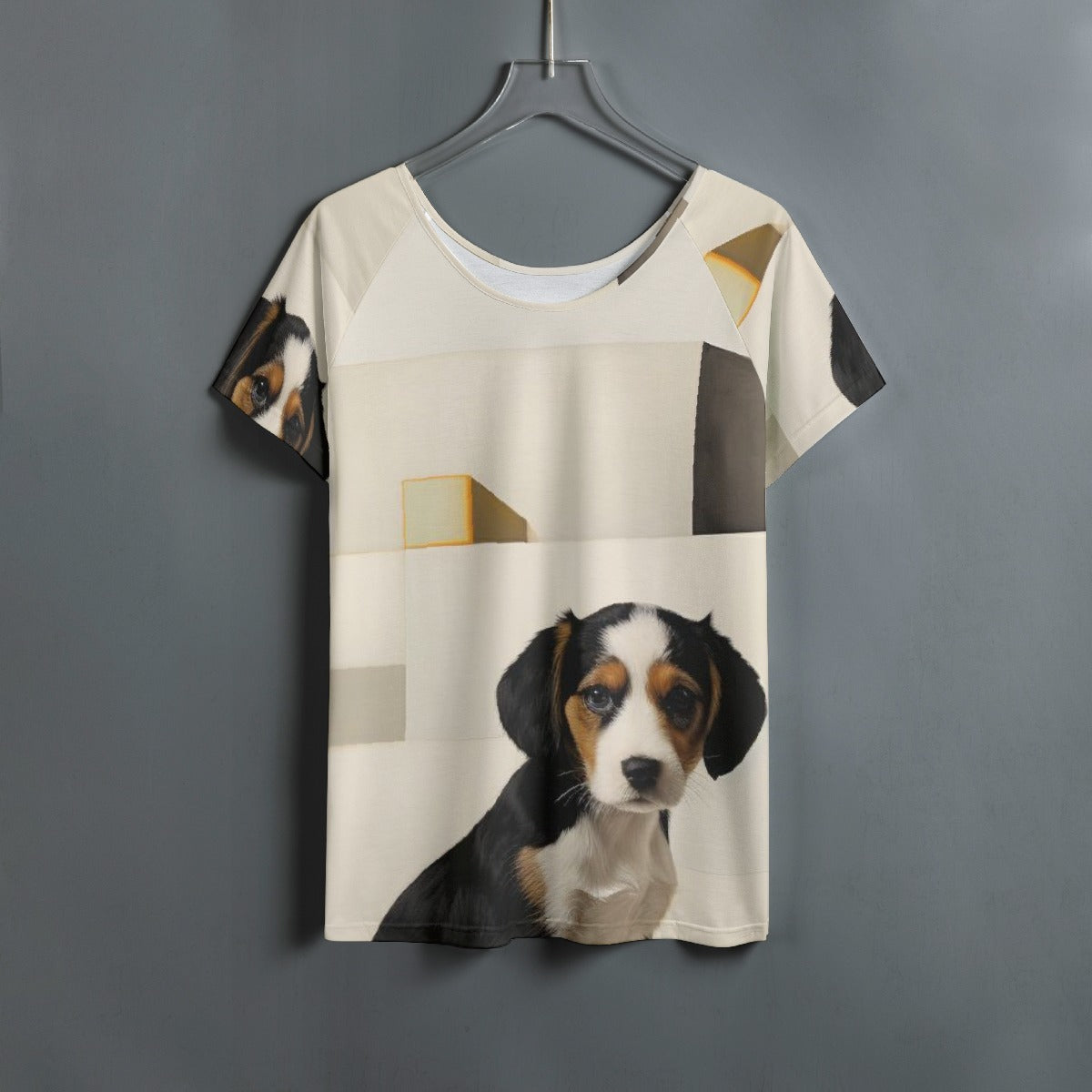 All-Over Print Women's Round Neck T-shirt With Raglan Sleeve
