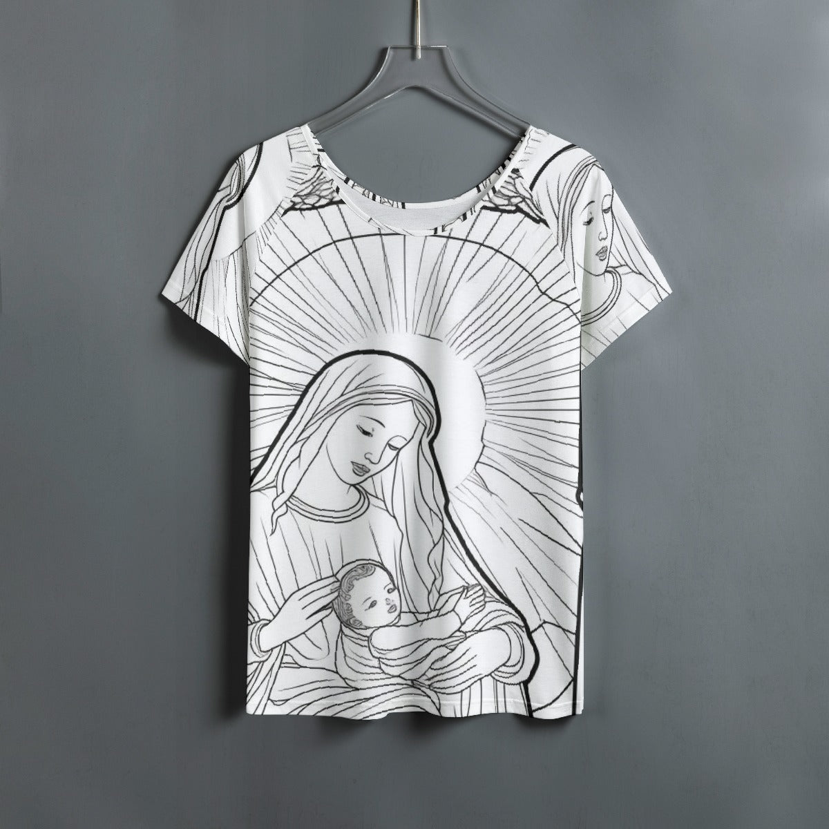 All-Over Print Women's Round Neck T-shirt With Raglan Sleeve