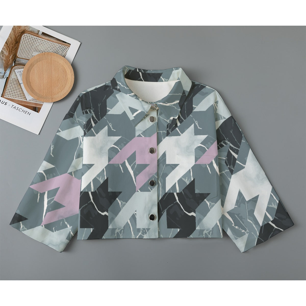 All-Over Print Women's Cropped Jacket | 245GSM Cotton
