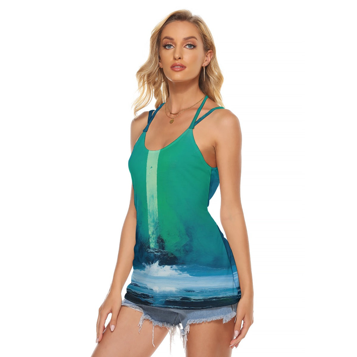 All-Over Print Women's Halter Top With Backless