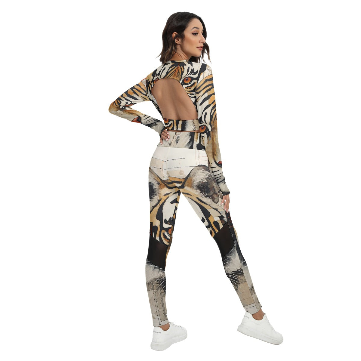All-Over Print Women's Sport Set With Backless Top And Leggings