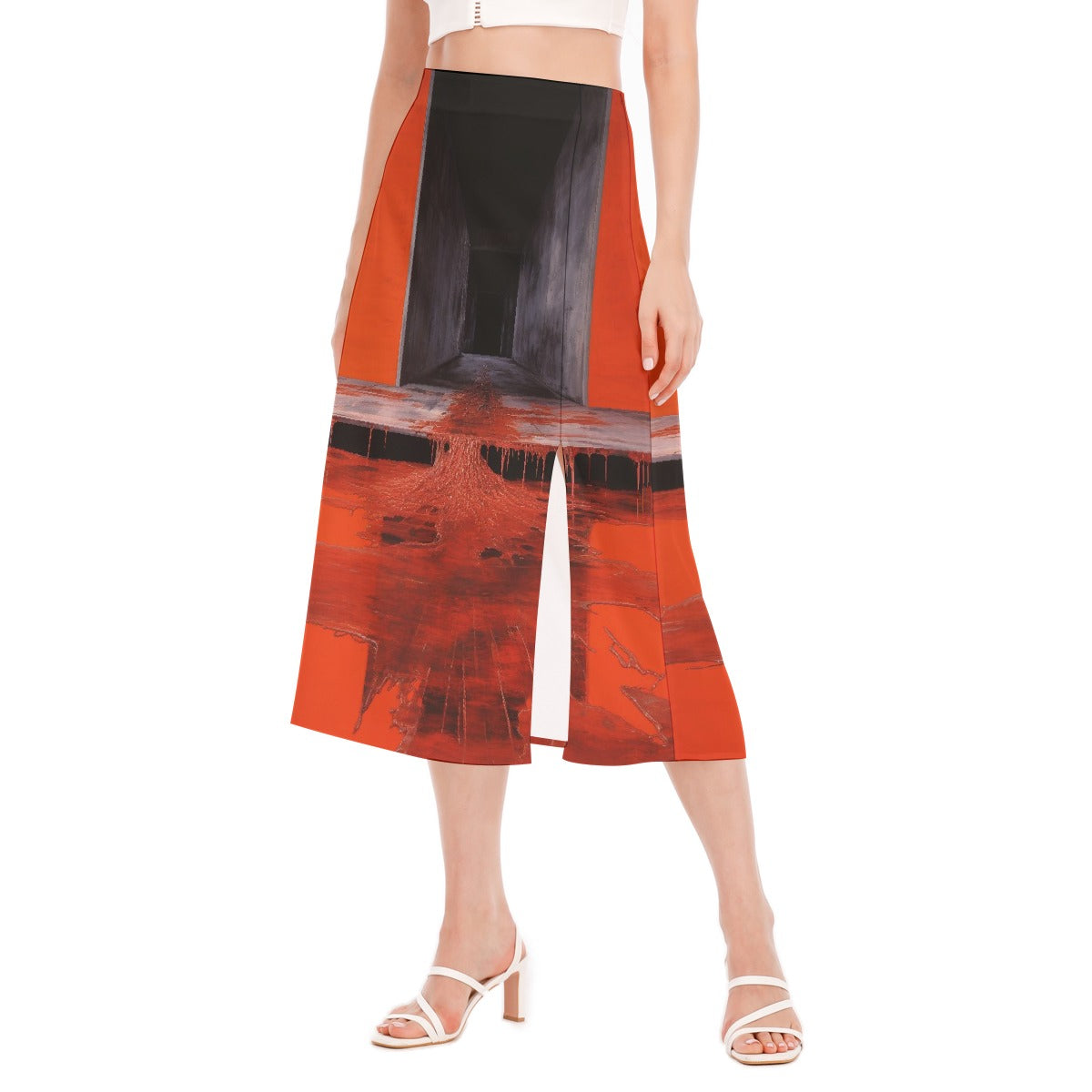All-Over Print Women's High Slit Long Skirt
