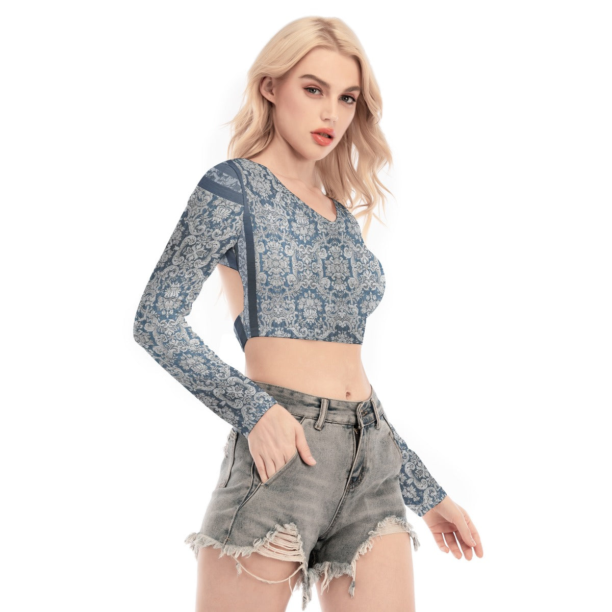 All-Over Print Women's Back Hollow T-shirt With Strap