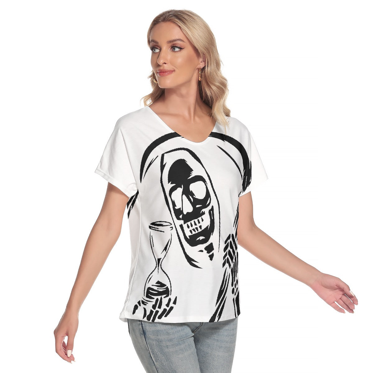 All-Over Print Women's Loose V-neck Short Sleeve T-shirt