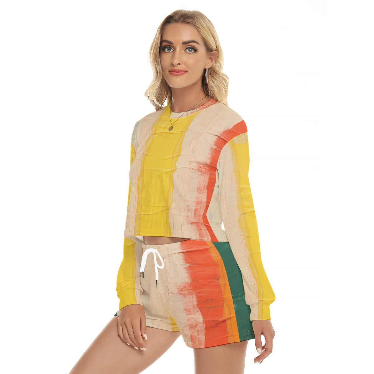 All-Over Print Women's Short Sweatshirt And Pants Suit