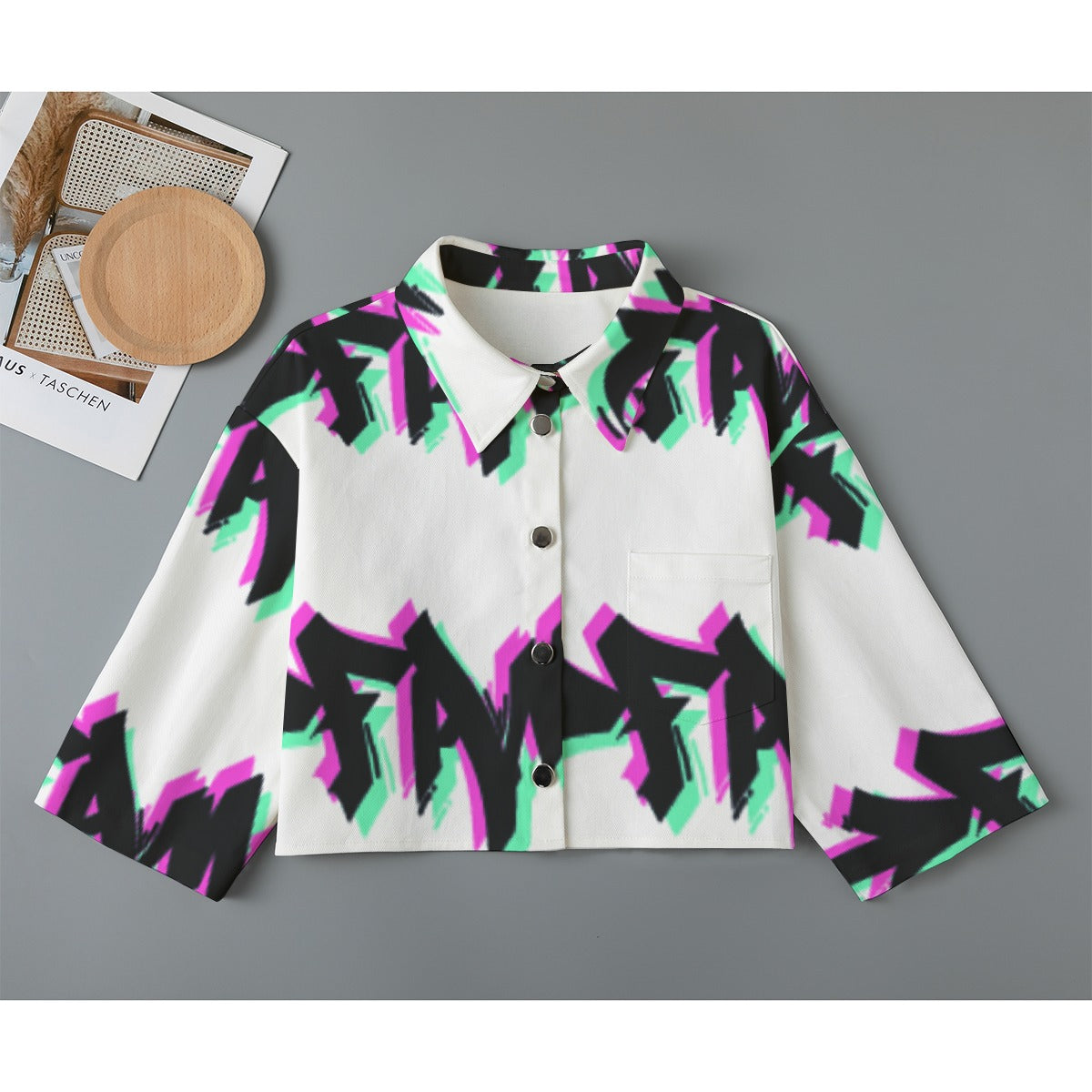 All-Over Print Women's Cropped Jacket | 245GSM Cotton