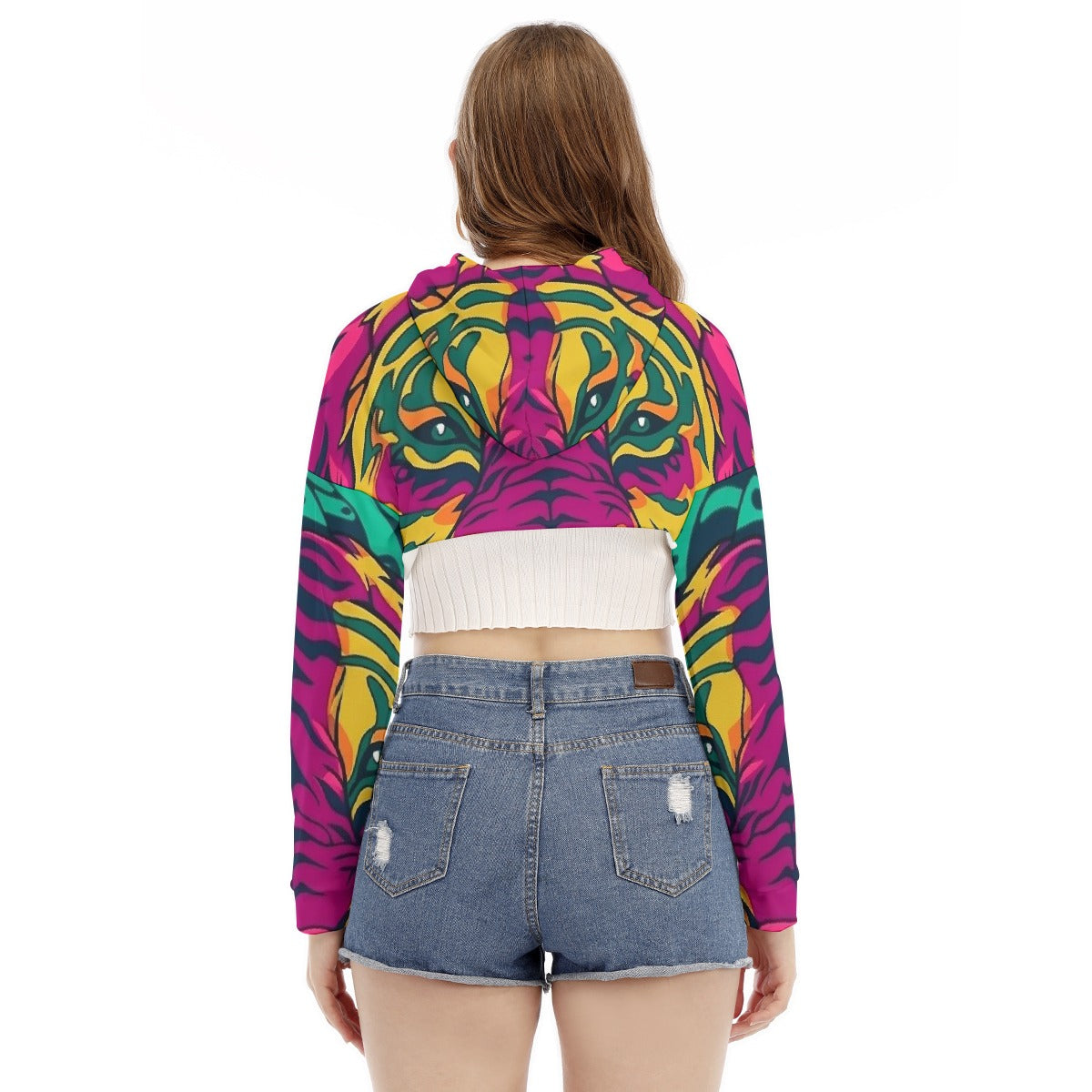 All-Over Print Women's Smock Short Hoodie With Long Sleeve