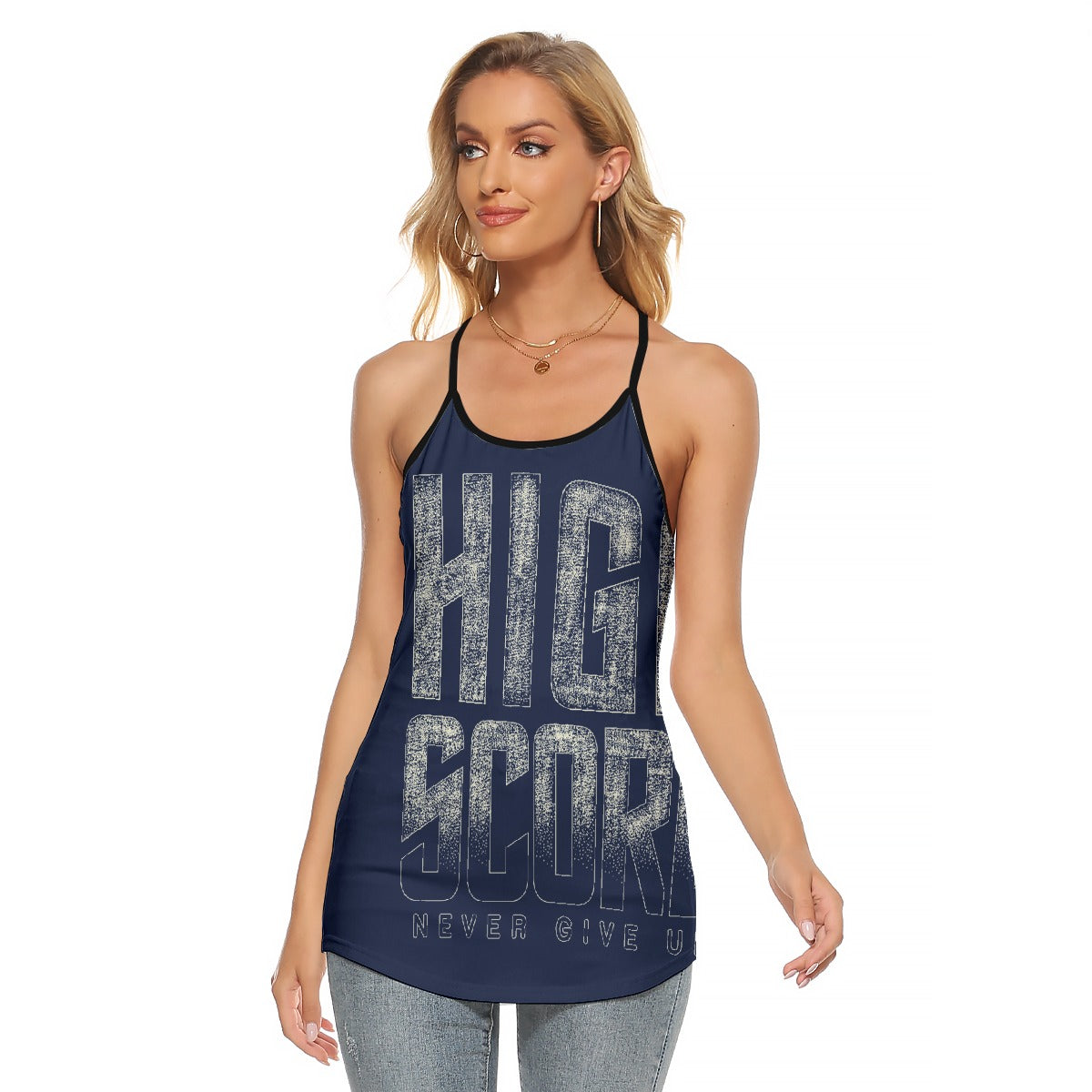All-Over Print Women's Criss-Cross Open Back Tank Top