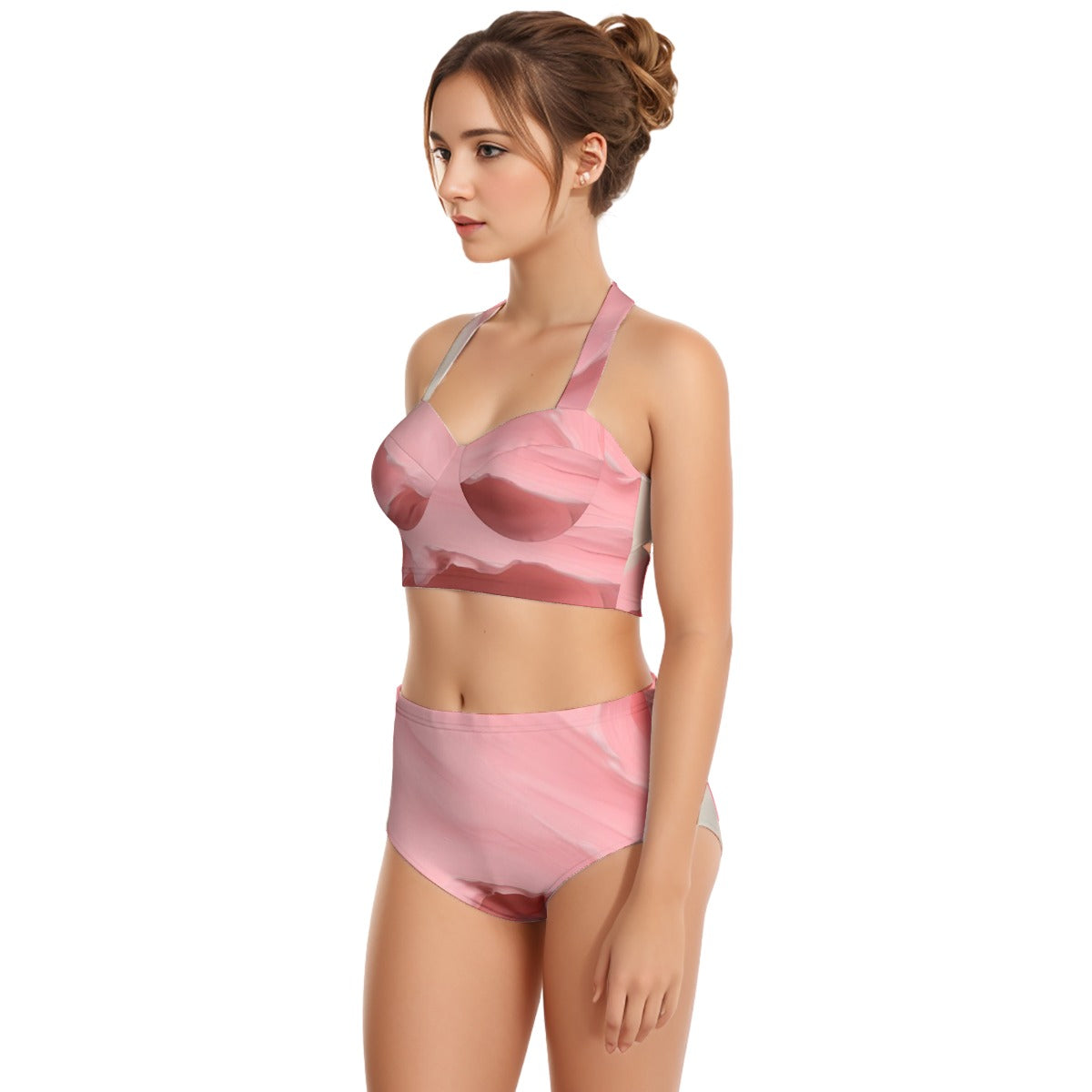All-Over Print Women's Swimsuit Set With Halter