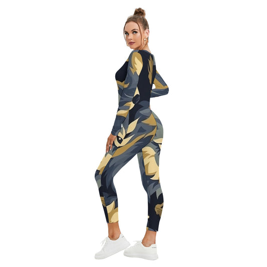 All-Over Print Women's Plunging Neck Jumpsuit
