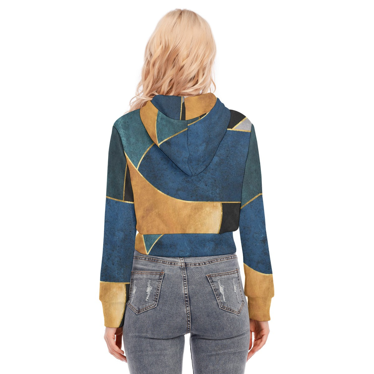 All-Over Print Women's Crop Top Hoodie With Zipper Closure