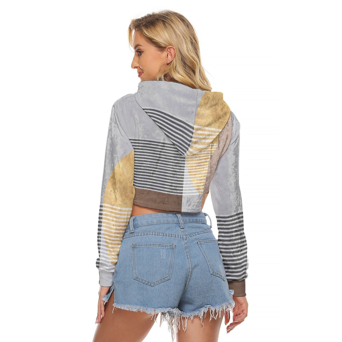 All-Over Print Women's Crop Top Hoodie|Velvet