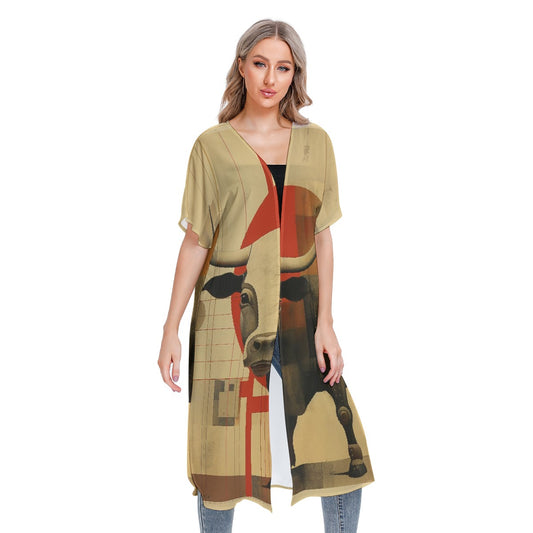 All-Over Print Women's Short Sleeve Cardigan