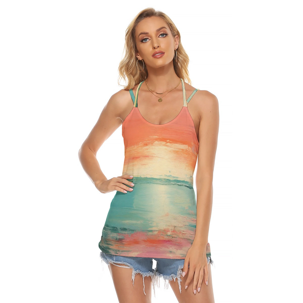 All-Over Print Women's Halter Top With Backless