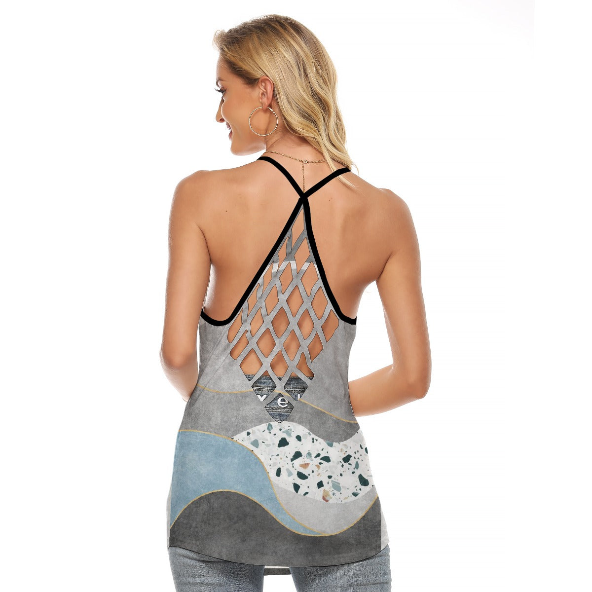 All-Over Print Women's Criss-Cross Open Back Tank Top