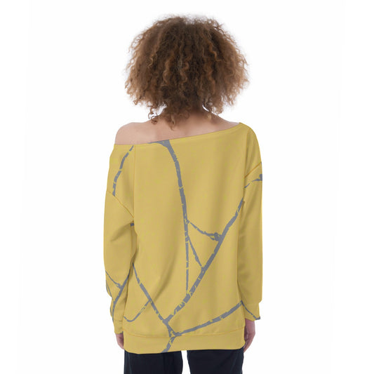 All-Over Print Oversized Women's Off-Shoulder Sweatshirt